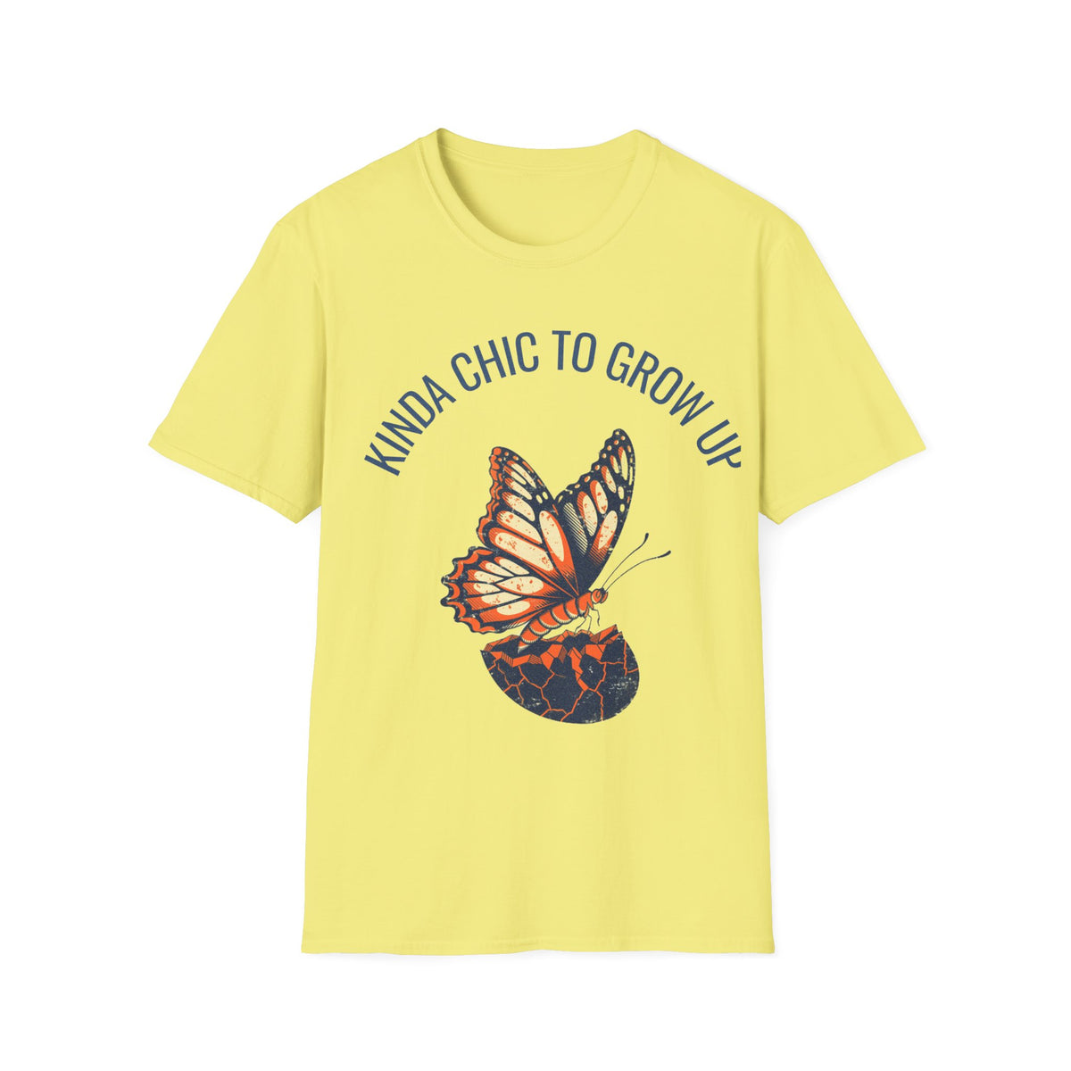 "Kinda Chic To Grow Up" Monarch Butterfly Graphic Tee - Aesthetic Inspirational White T-Shirt - Trending Now - September 2026