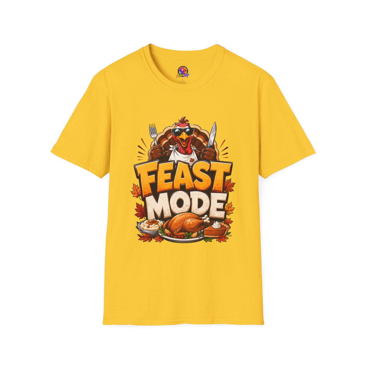 Thanksgiving T-Shirt Feast Mode T-Shirt — Funny Thanksgiving Turkey Graphic Tee