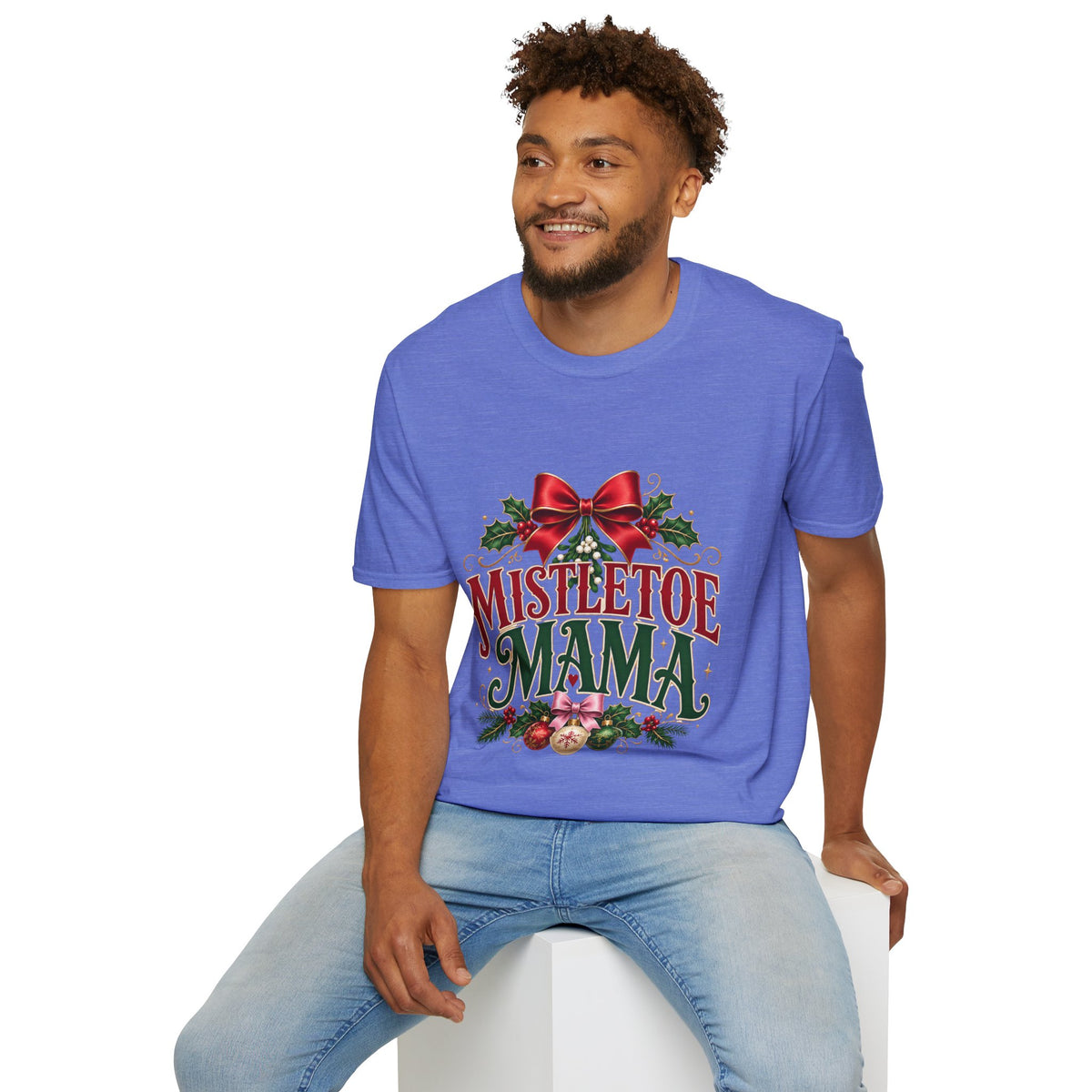 Mistletoe Mama T-Shirt — Festive Christmas Holiday Tee with Bow & Holly
