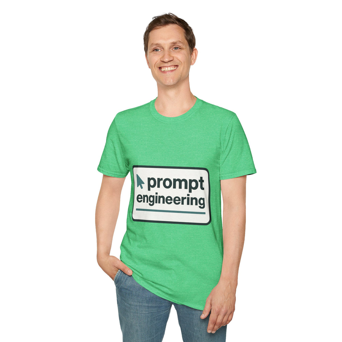 "Prompt Engineering" Minimalist Spark Icon Graphic Tee - Tech Coder AI White T-Shirt - Trending Now - September 2026