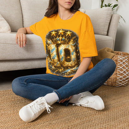 Argentina, MESSI #10 T-Shirt — Gold Crown '10' Victory Graphic Tee