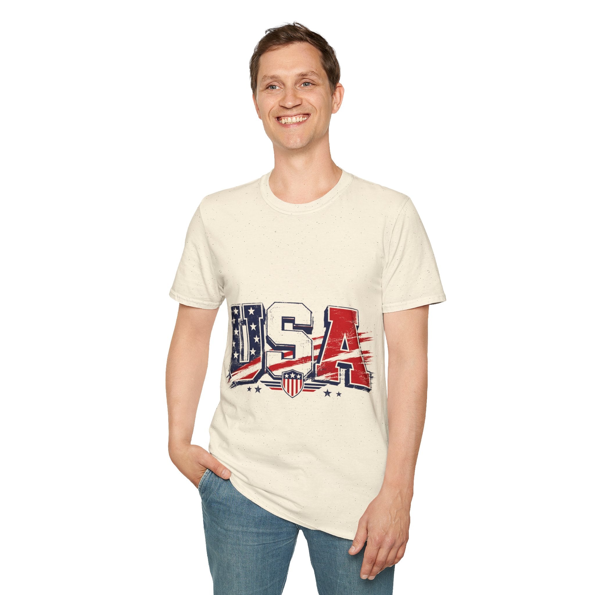 USA Flag Graphic T-Shirt — Patriotic Red White & Blue Tee