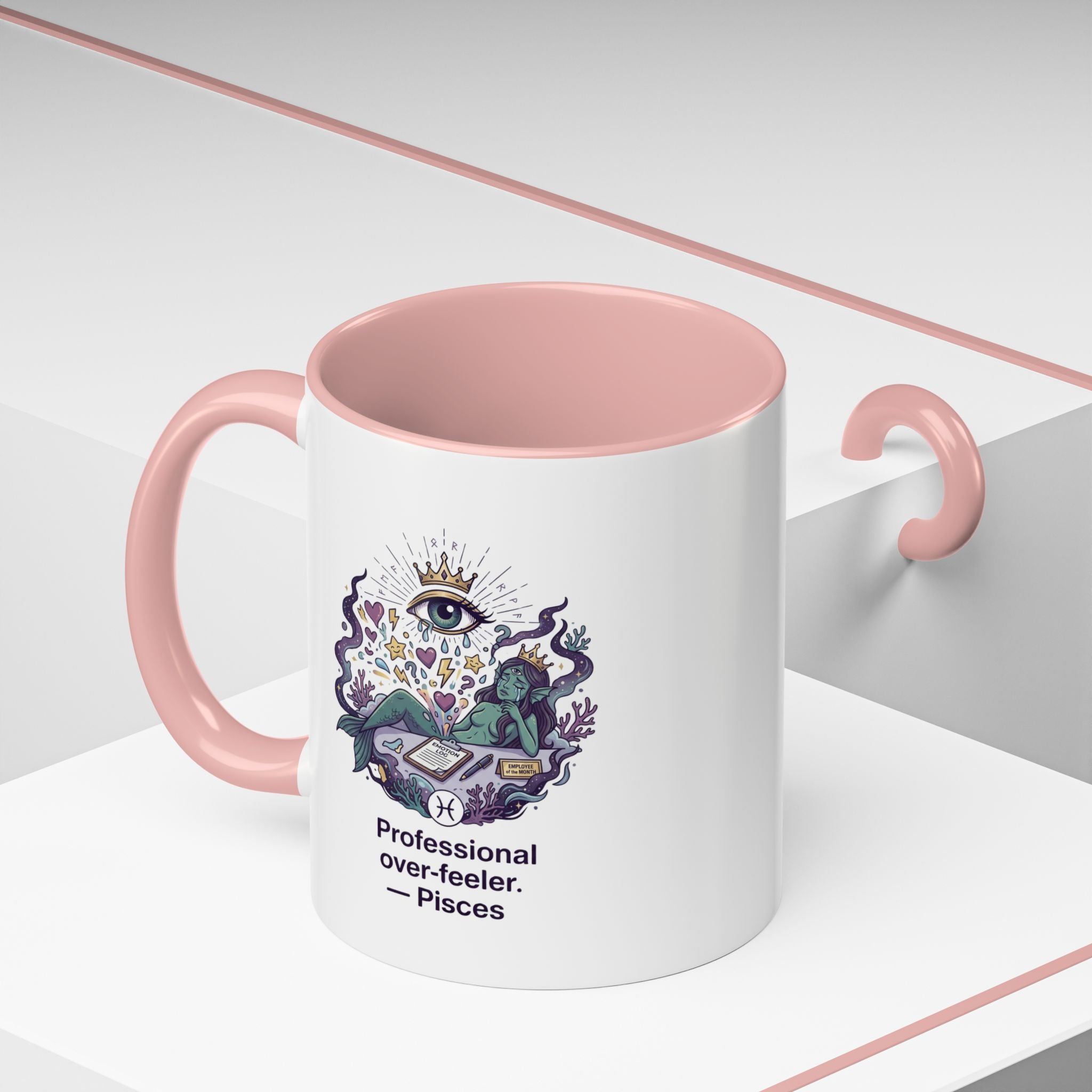 Pisces Coffee Mug — "Professional Over-feeler" Zodiac Accent Mug (11/15oz)