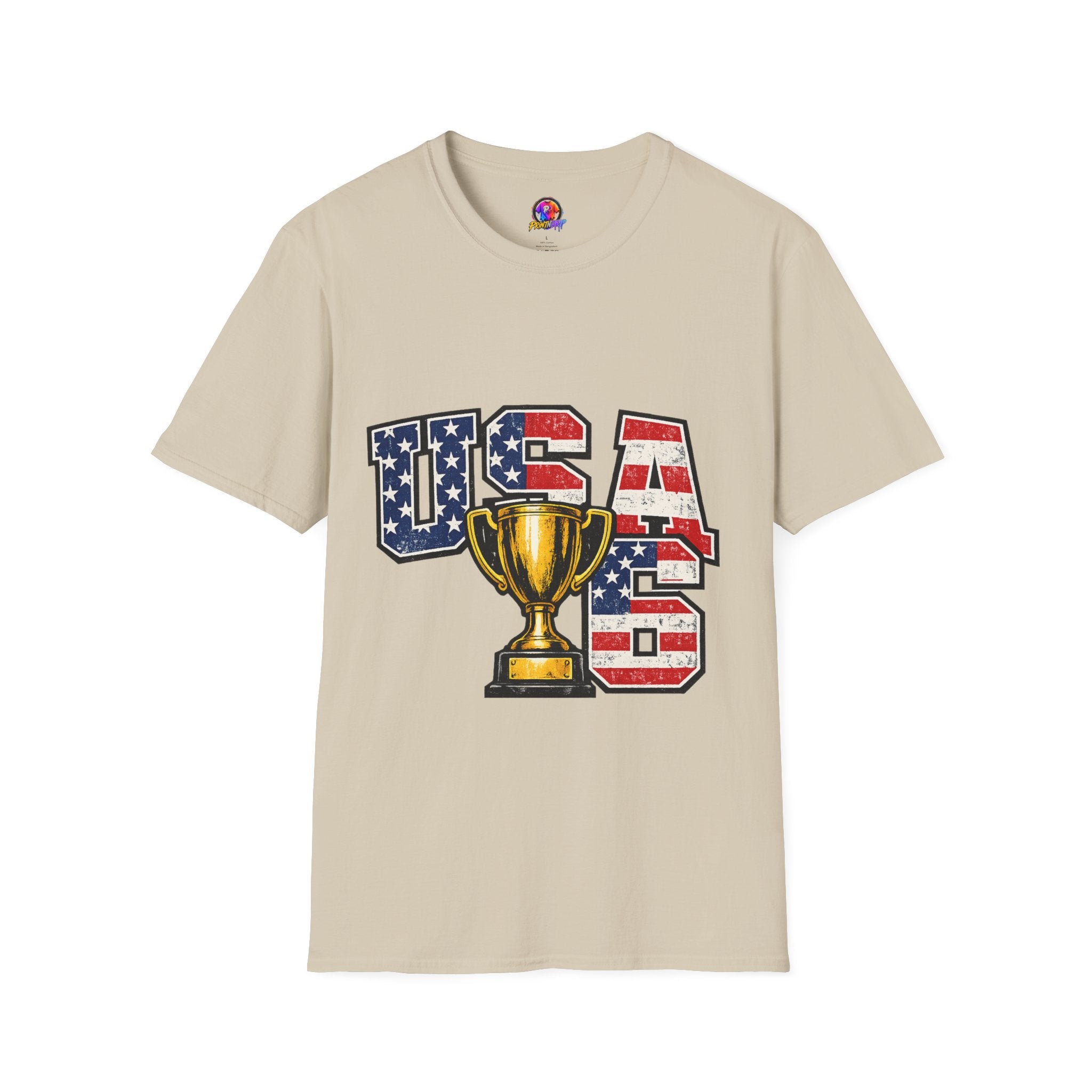 USA Trophy T-Shirt — Patriotic American Flag Graphic Tee