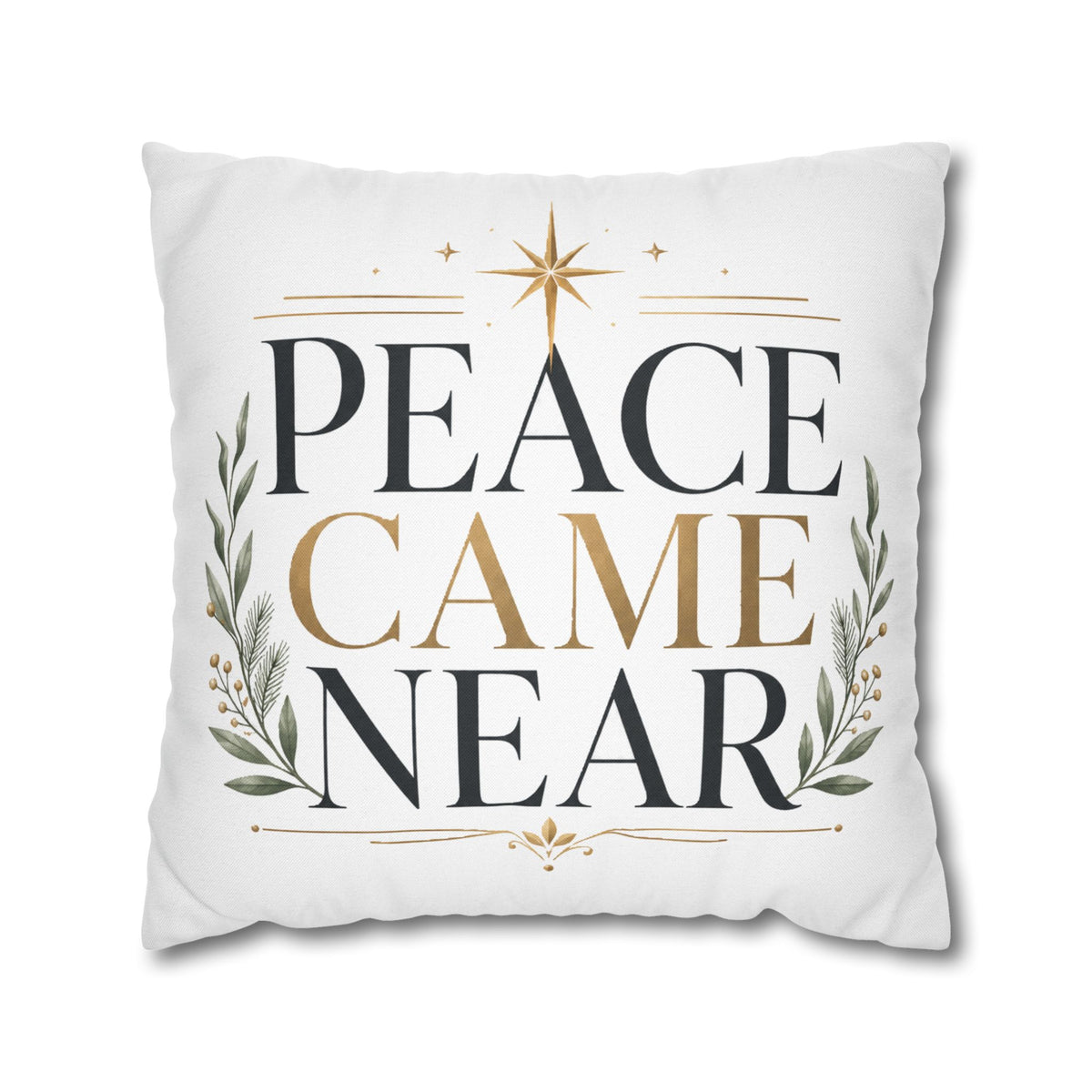 Christmas Peace Came Near Square Pillow — Christmas Holiday Decorative Throw Pillowcase