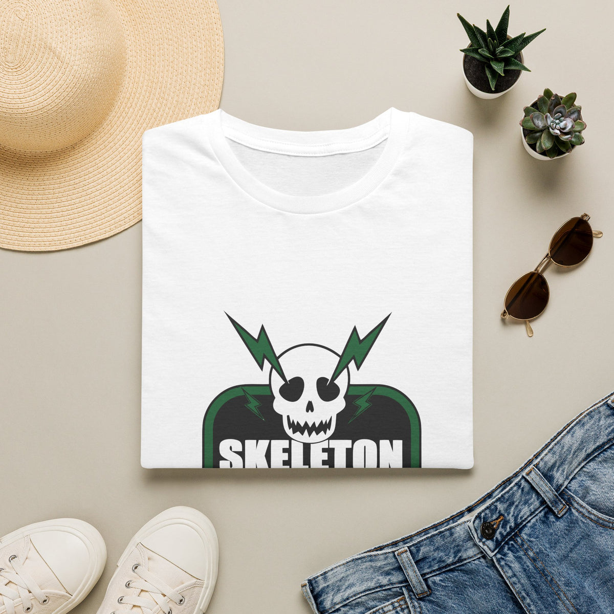 Skeleton Level Chaos Energy Green Badge T-Shirt - Edgy Alt Streetwear Graphic Tee - Trending Now - September 2026