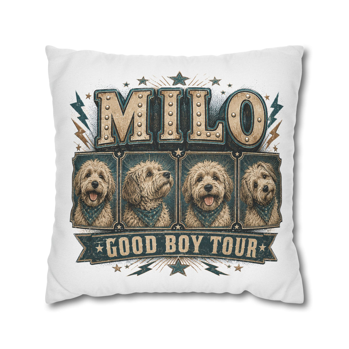 Milo "Good Boy Tour" Dog Photo Throw Pillowcase Milo Bailey Dog Dad Mom