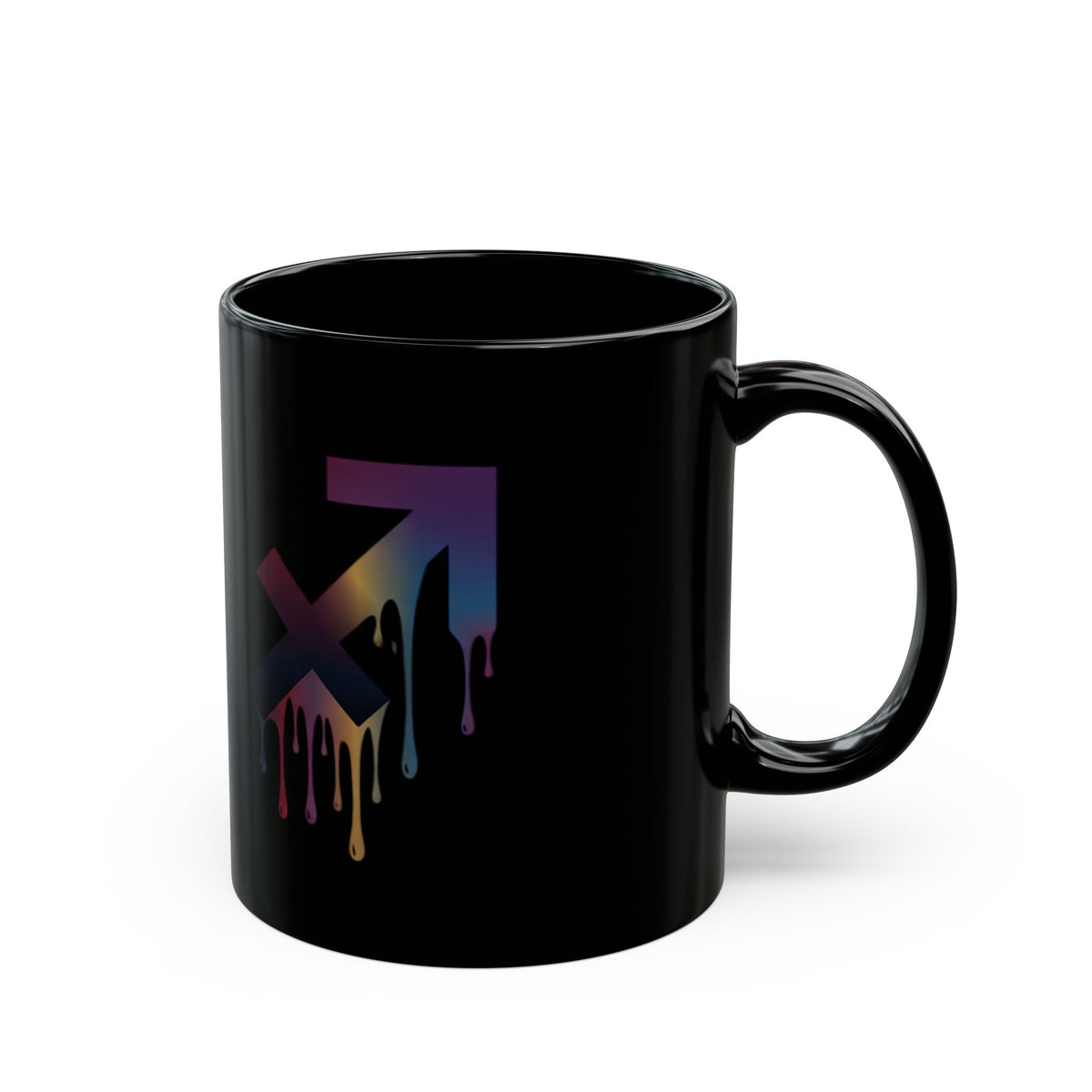Sagittarius Zodiac Dripping Rainbow Mars Symbol Mug — LGBTQ+ Pride Coffee Cup