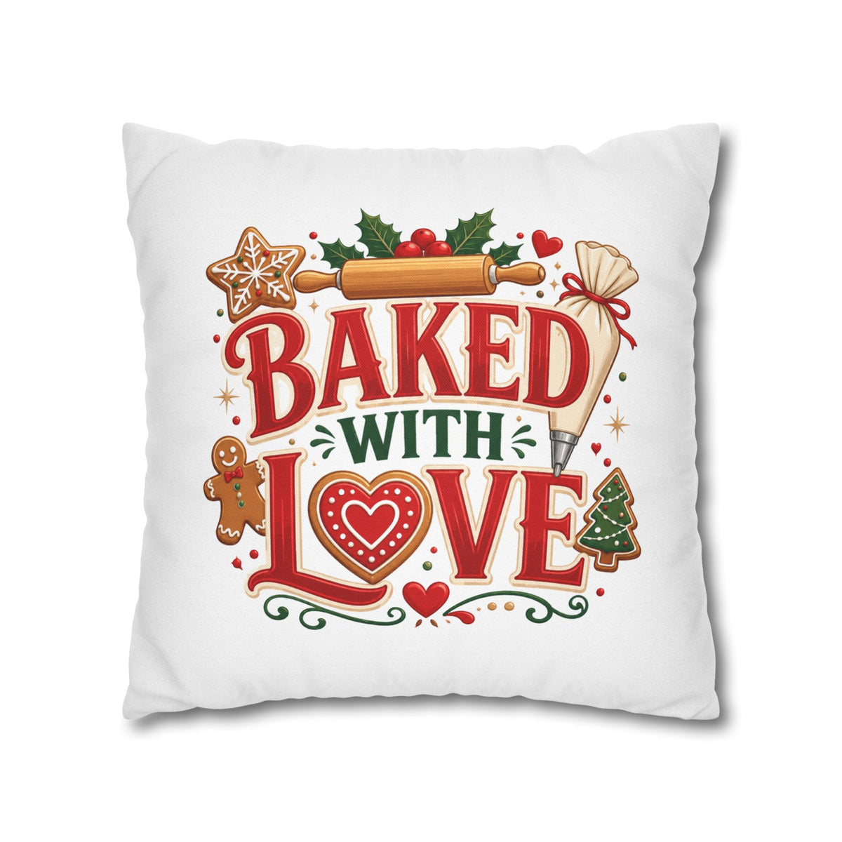 Christmas Baked With Love Holiday Pillowcase - Christmas Baking Decor