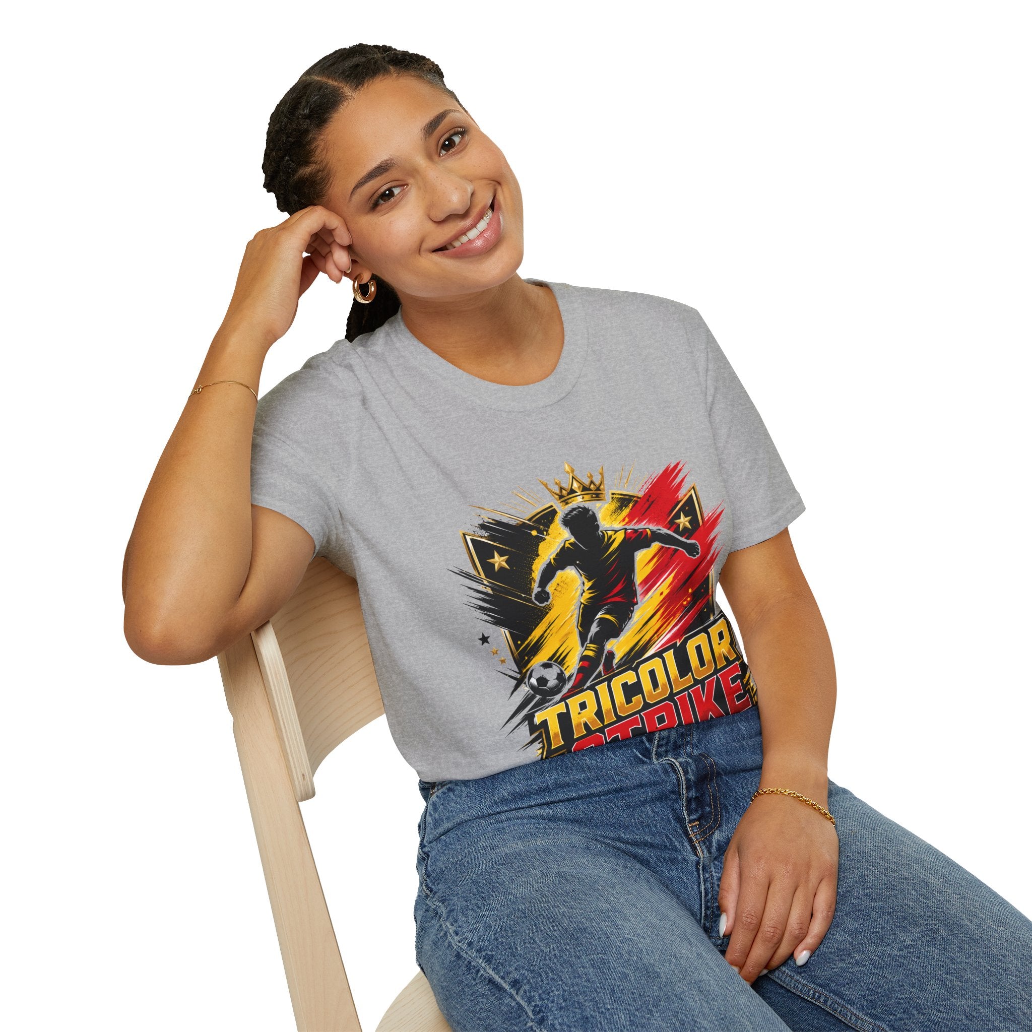 Belgium Soccer T-Shirt — 'Tricolor Strike' Graphic Jersey Tee