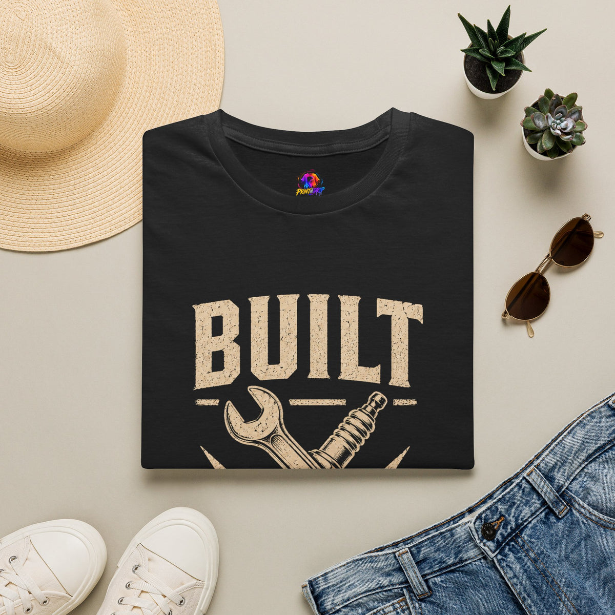 Built Not Bought T-Shirt — Vintage Mechanic DIY Garage Tee