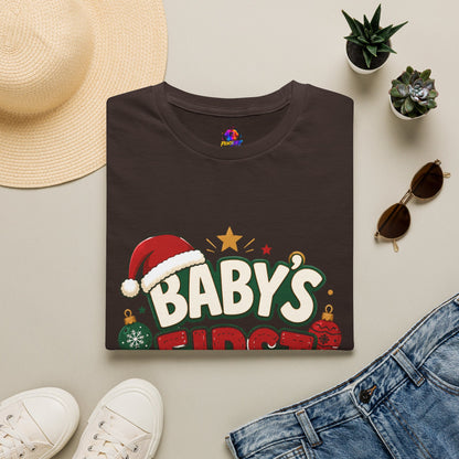 Baby's First Christmas T-Shirt — Festive Santa Hat & Ornaments Holiday Tee