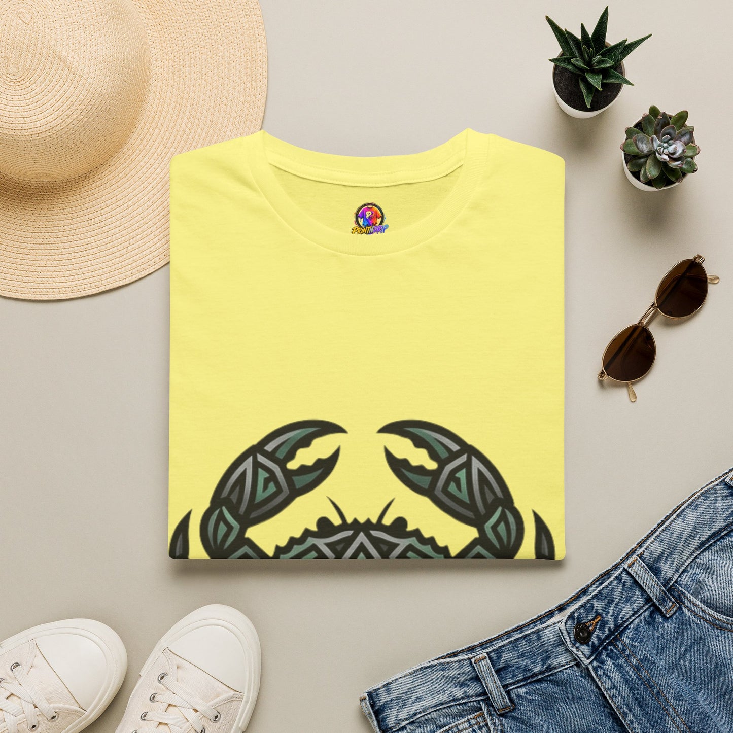 Crab Tribal Graphic T-Shirt — Nautical Beachy Zodiac Style