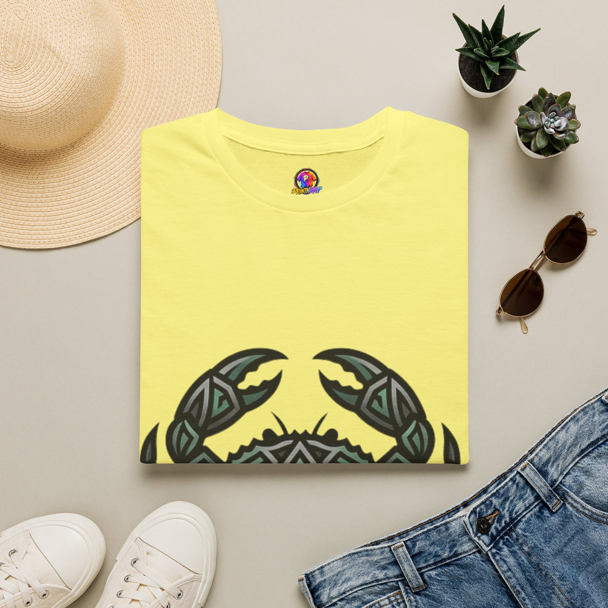 Cancer Zodiac Crab Tribal Graphic T-Shirt — Nautical Beachy Zodiac Style