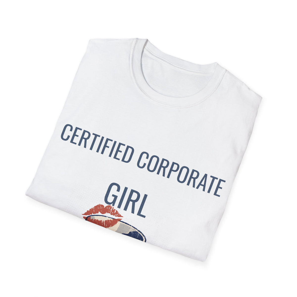 "Certified Corporate Girl" Coffee Cup Lipstick Graphic Tee - Funny Office Humor White T-Shirt - Trending Now - September 2026