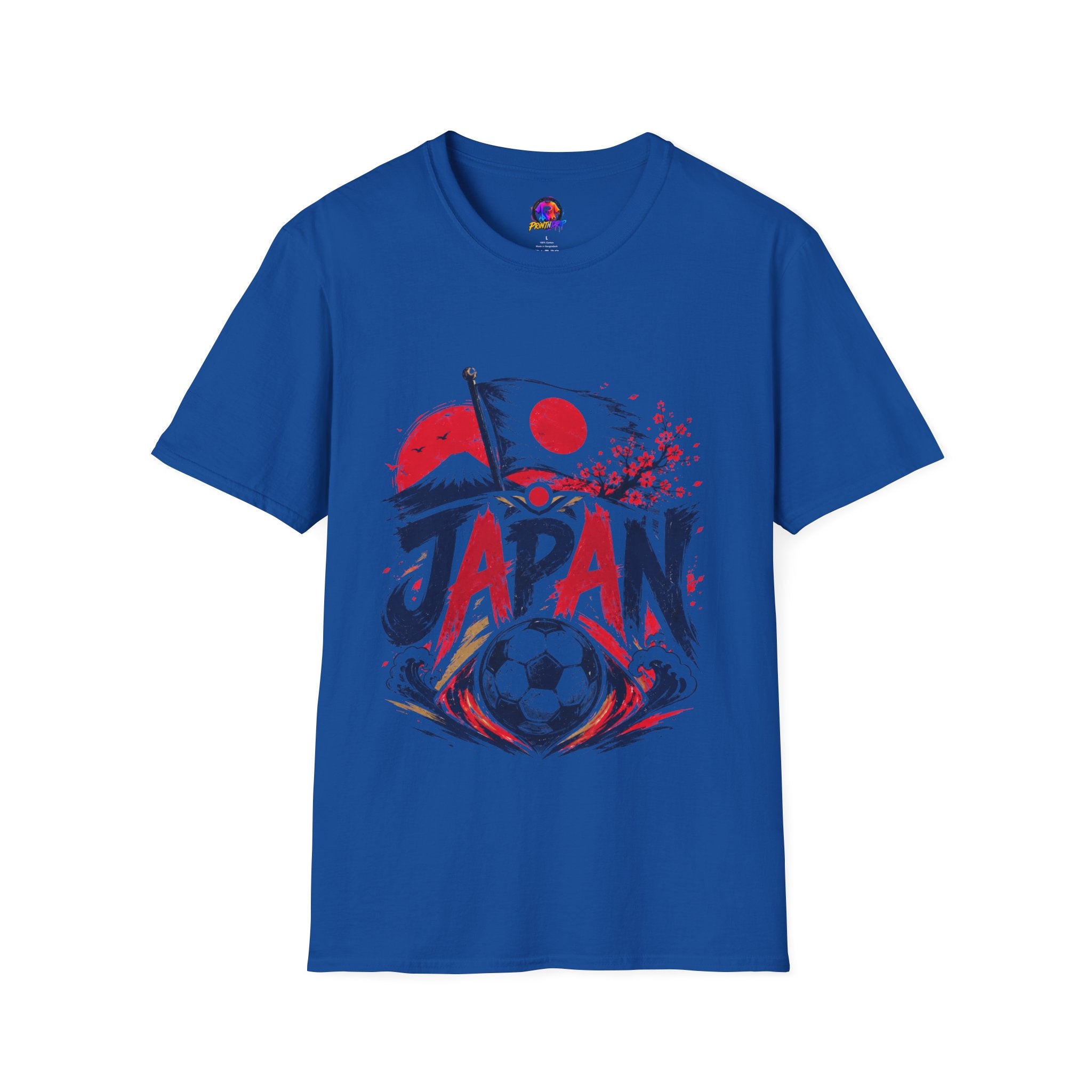 Japan Soccer T-Shirt — Japanese Flag & Cherry Blossom Football Graphic