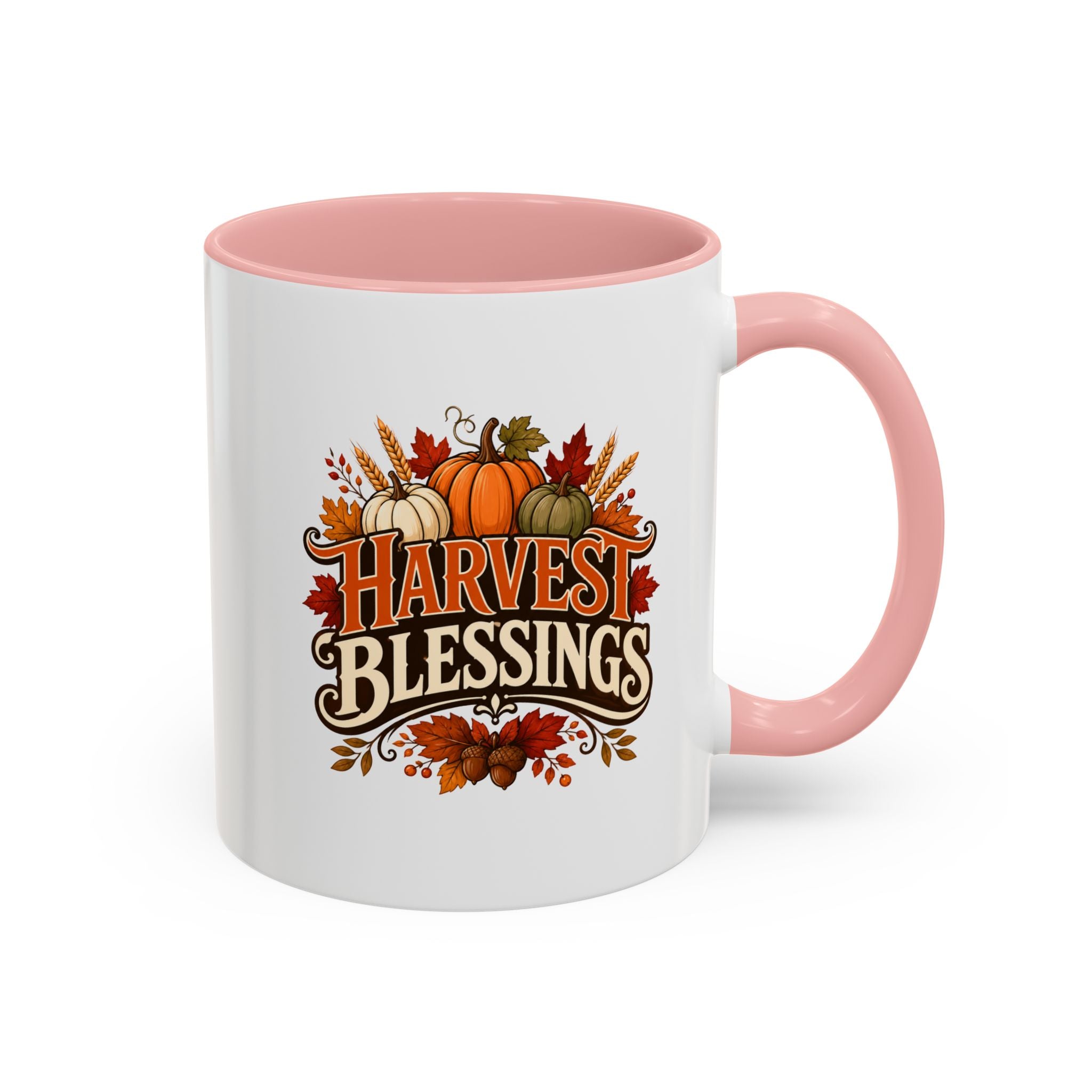 Thanksgiving Mug Harvest Blessings Coffee Mug — Thanksgiving Pumpkin Accent Mug
