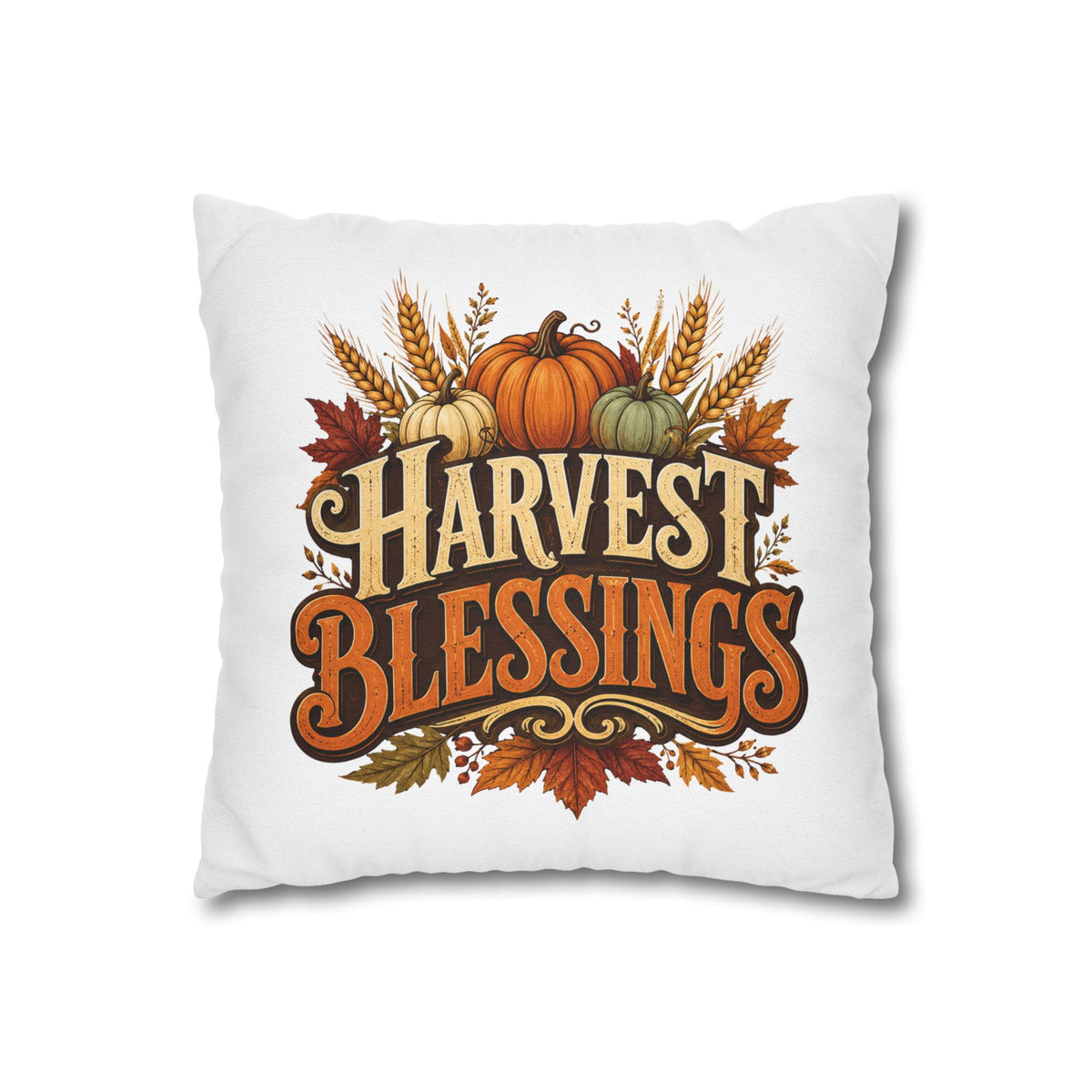 Thanksgiving Harvest Blessings Throw Pillowcase — Autumn Pumpkin Fall Decor
