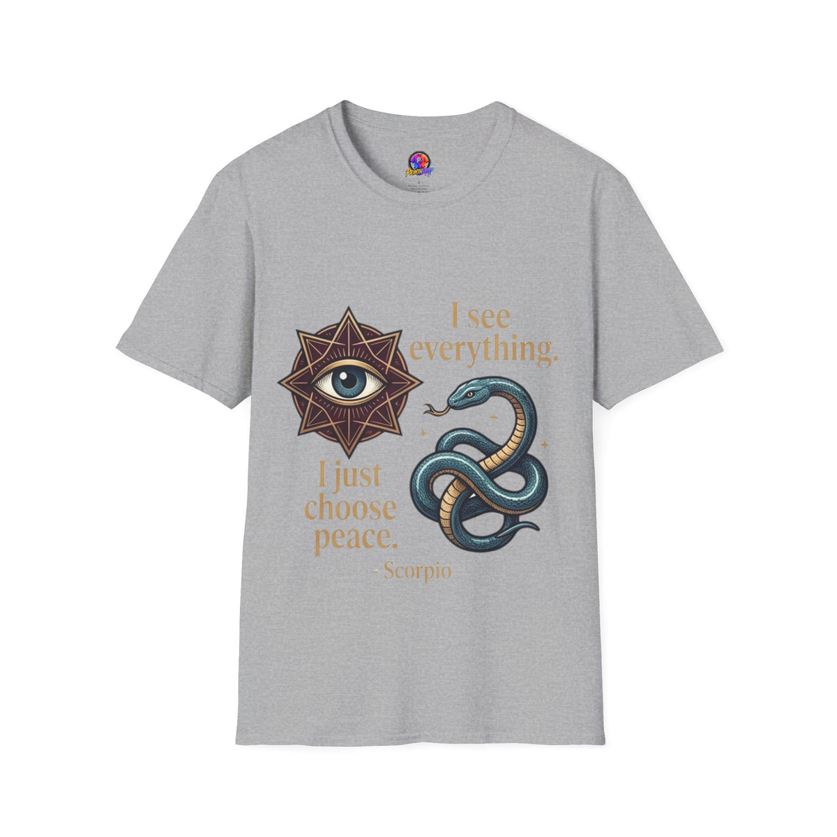 Scorpio “I See Everything” Zodiac T‑Shirt — Astrological Snake & All‑Seeing Eye Design