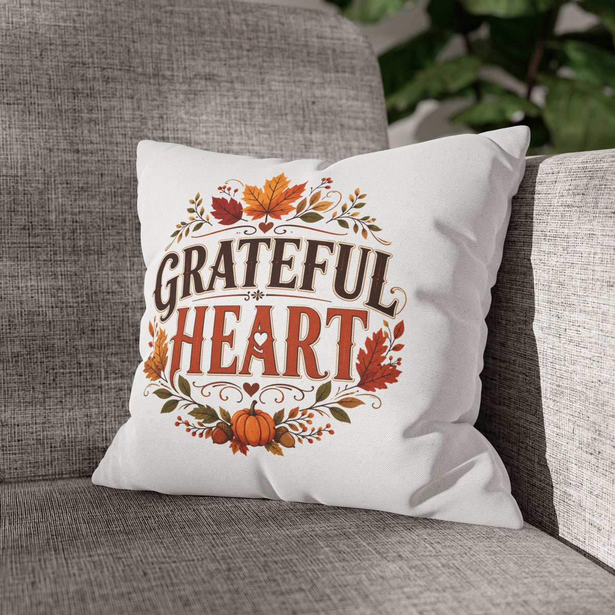 Thanksgiving Grateful Heart Fall Pillowcase - Thanksgiving Autumn Decorative Throw Cover