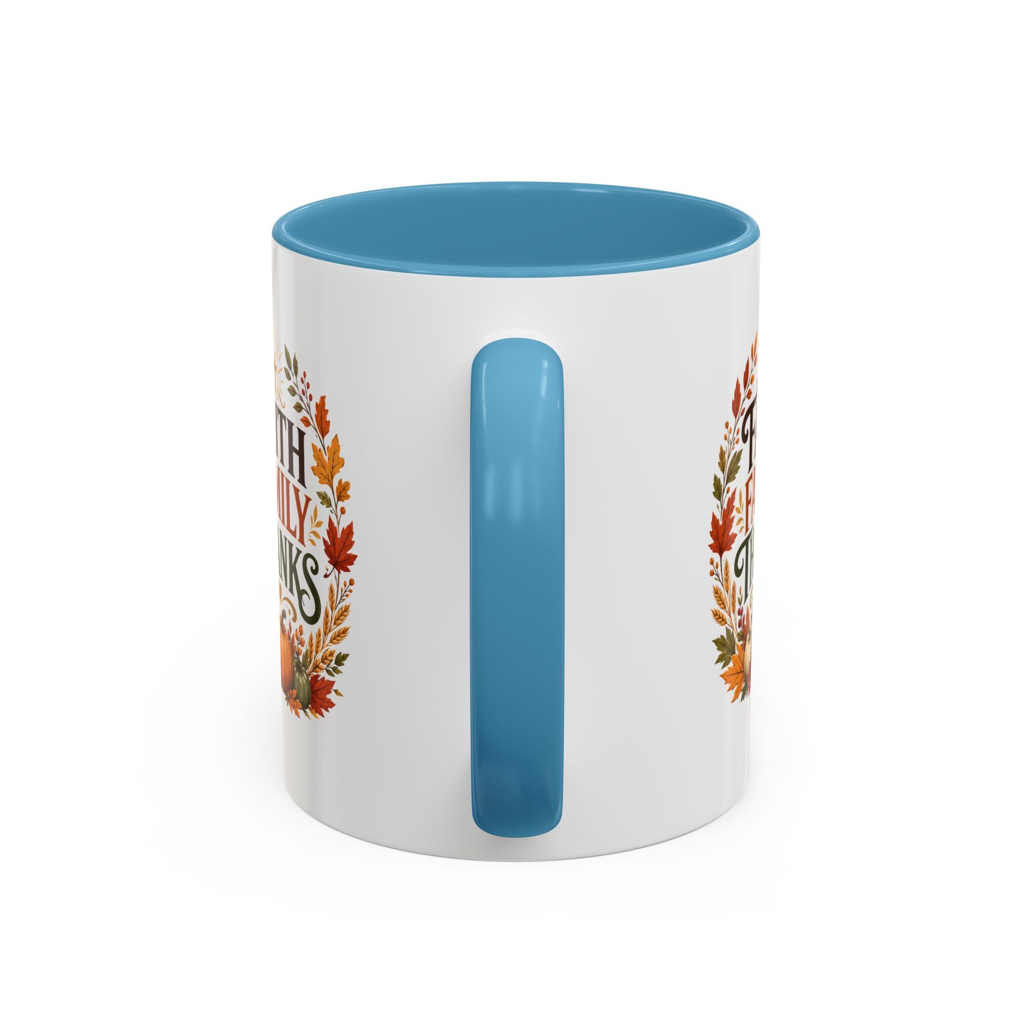 Thanksgiving Mug Faith Family Thanks Accent Coffee Mug — Thanksgiving Pumpkin Fall Leaves
