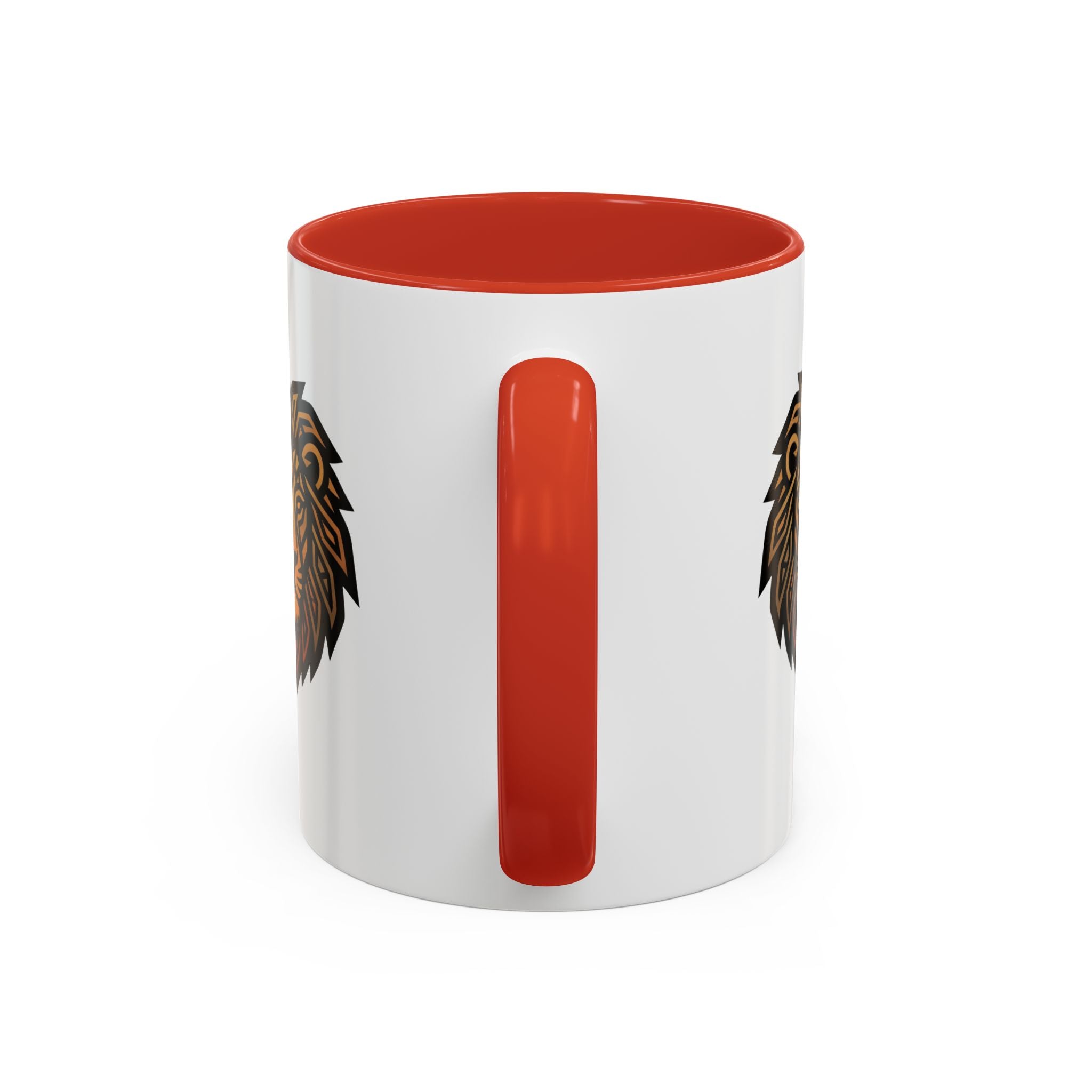 Lion Head Accent Coffee Mug — Bold Geometric Mane Design