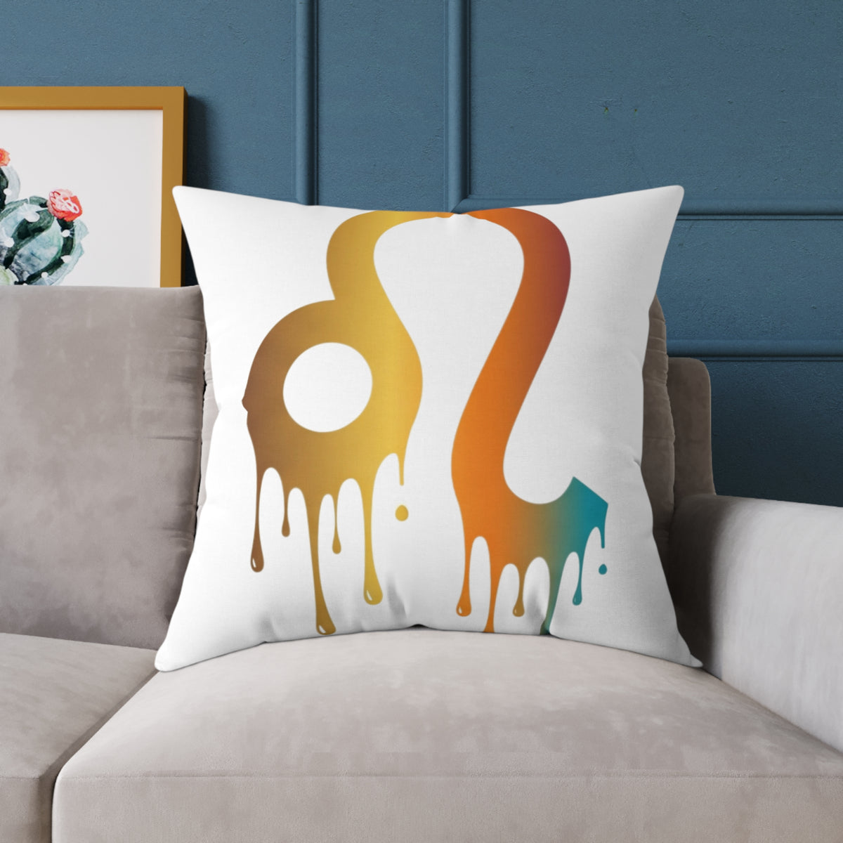 Leo Zodiac Dripping Astrological Square Poly Canvas Pillow