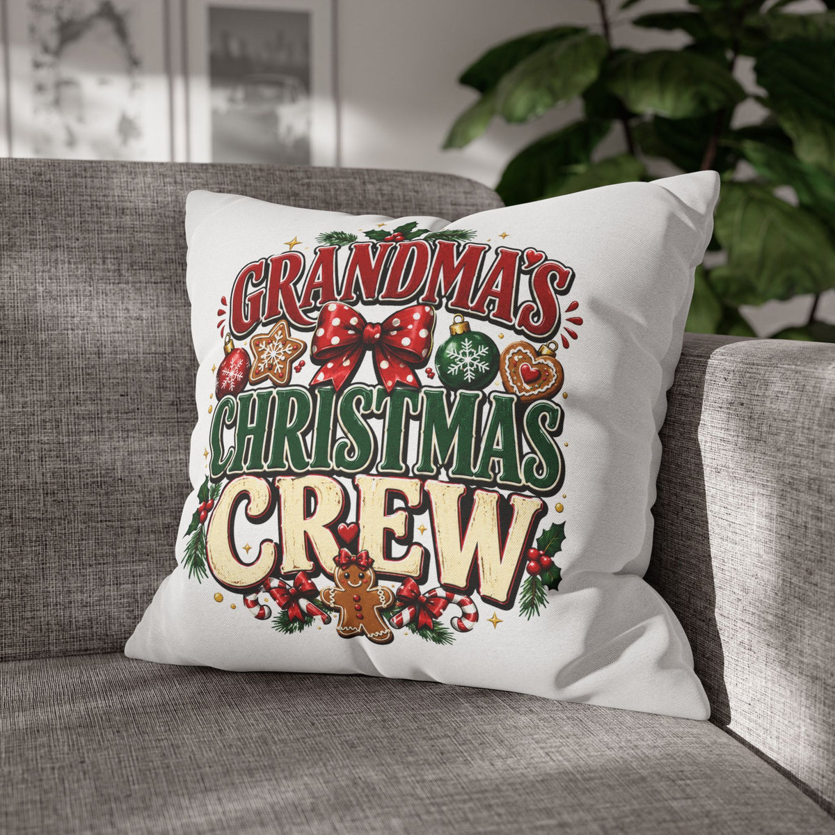 Grandma's Christmas Crew Holiday Pillowcase — Festive Family Decor
