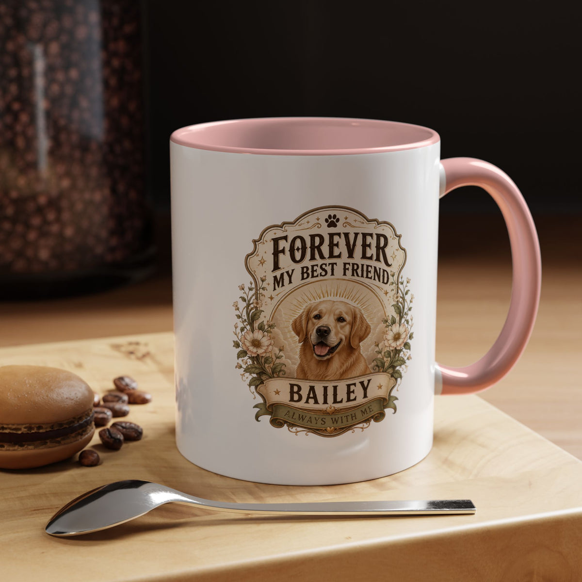 Milo Bailey Dog Dad Mom Forever My Best Friend Dog Coffee Mug — Personalized Pet Name Golden Retriever Accent Mug