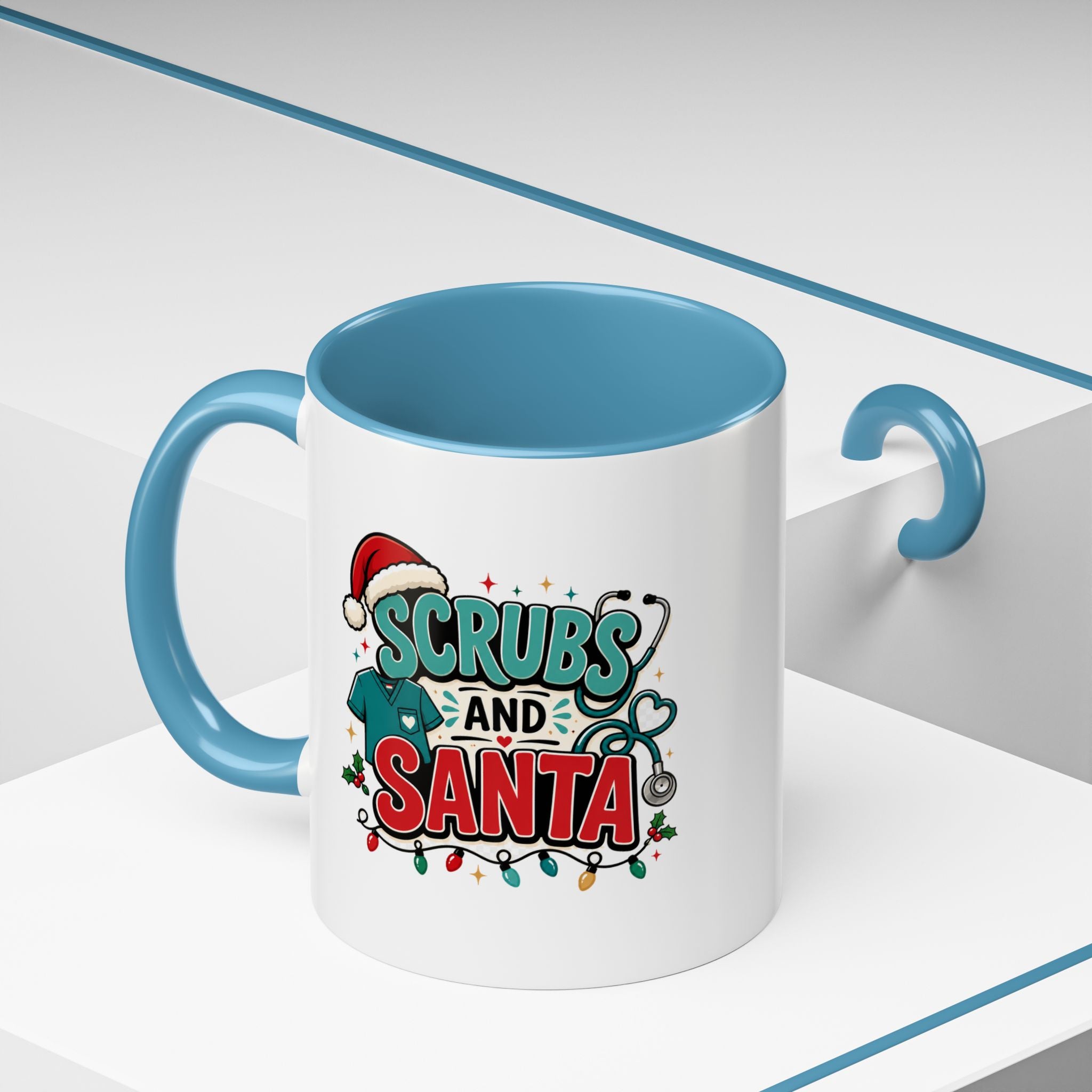 Modern Day Christmas Scrubs and Santa Coffee Mug — Funny Christmas Nurse Gift