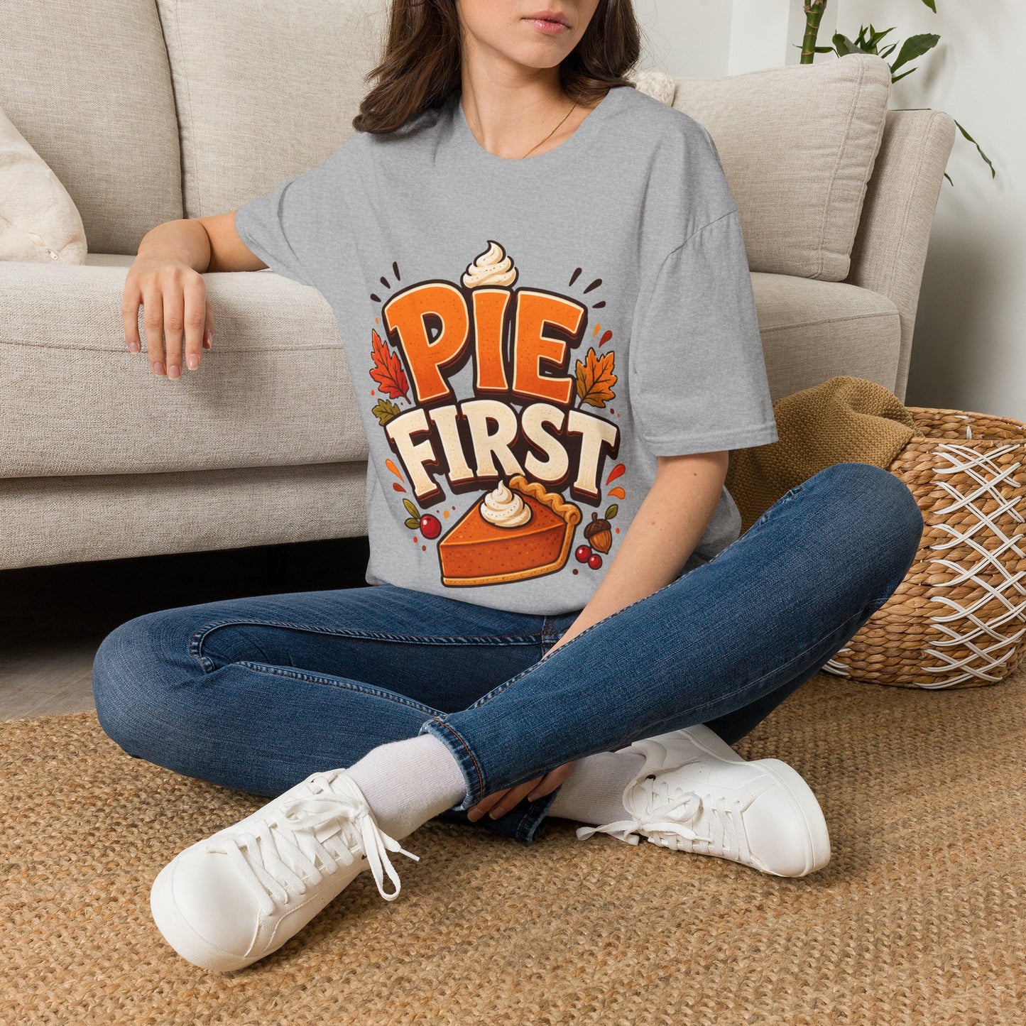 Pie First T-Shirt — Funny Thanksgiving Pumpkin Pie Graphic Tee