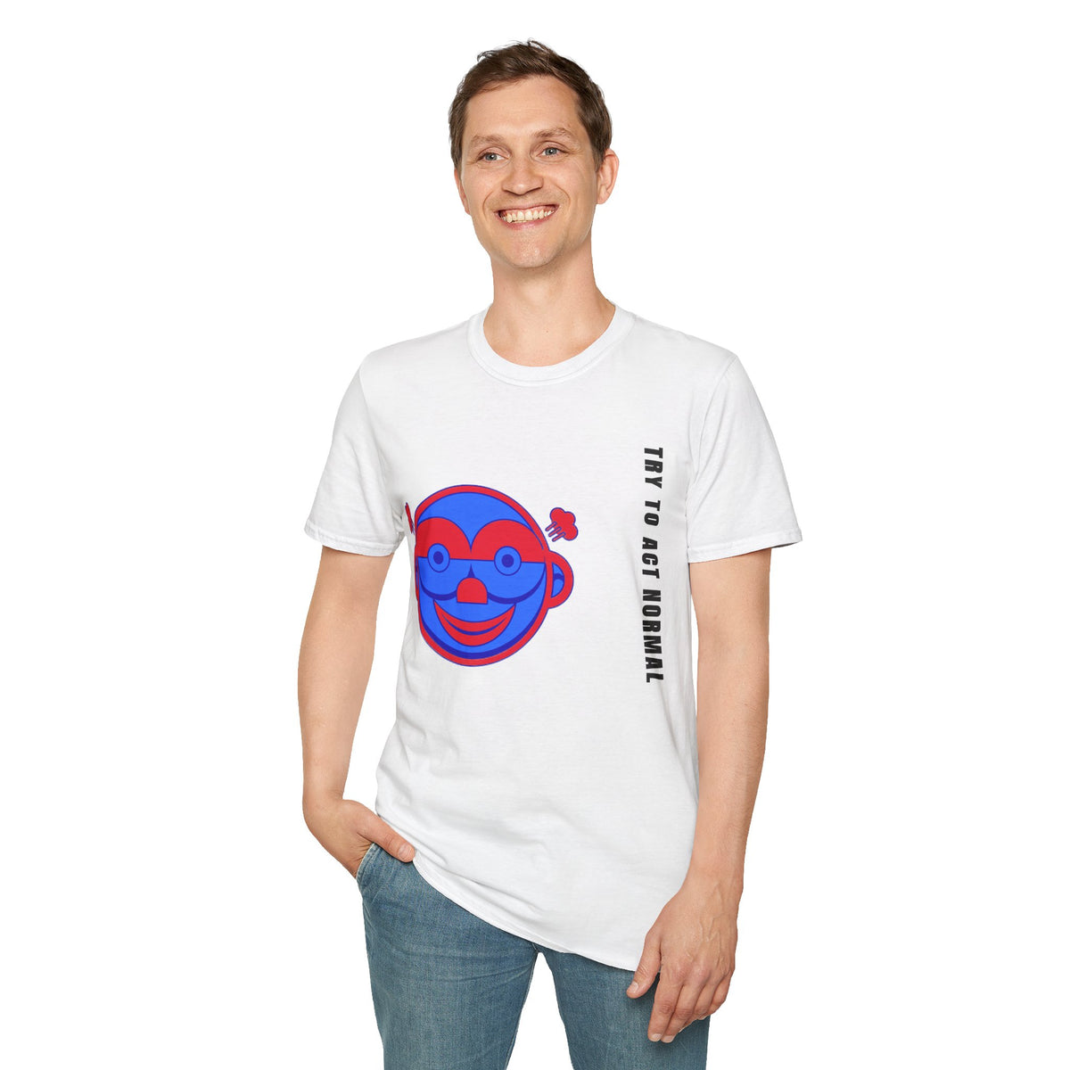 Peekaboo Monkey T-Shirt — Retro Red & Blue Cartoon Graphic Tee - Trending Now - September 2026