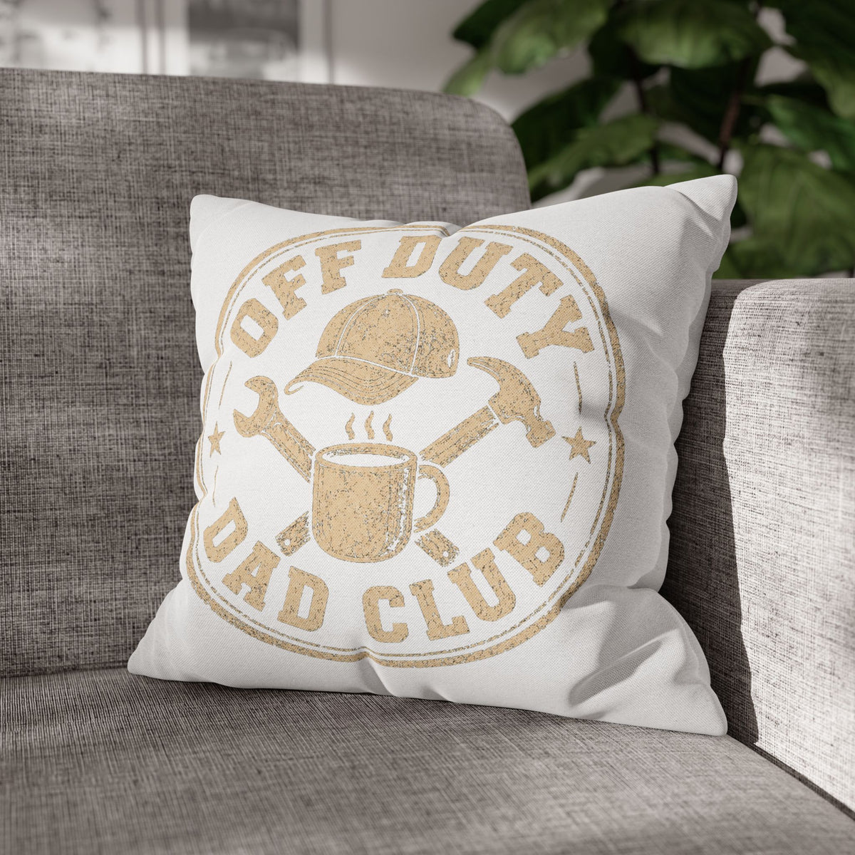 Off Duty Dad Club Pillowcase — Rustic Father's Day Decorative Throw Pillow Cover Milo Bailey Dog Dad Mom