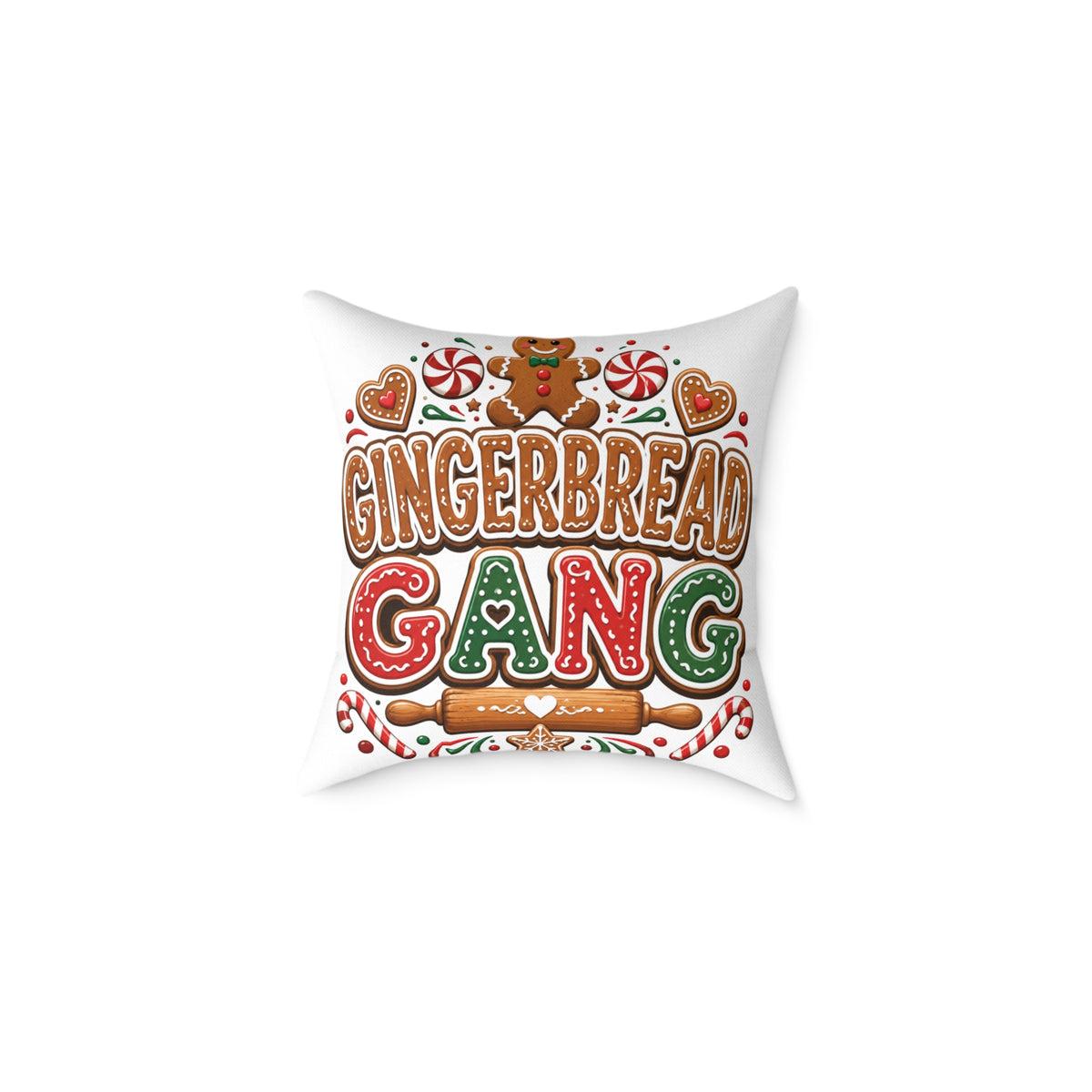Christmas Gingerbread Gang Holiday Throw Pillow
