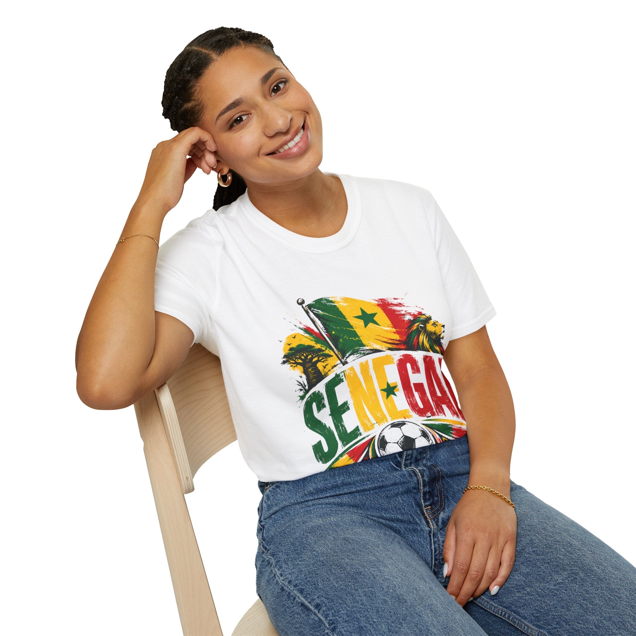 Senegal Flag Soccer T-Shirt — Lion & Football Pride Tee