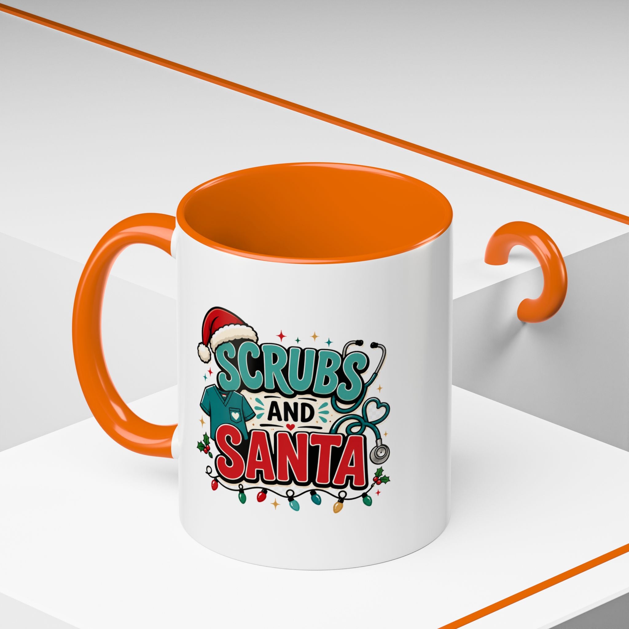 Modern Day Christmas Scrubs and Santa Coffee Mug — Funny Christmas Nurse Gift
