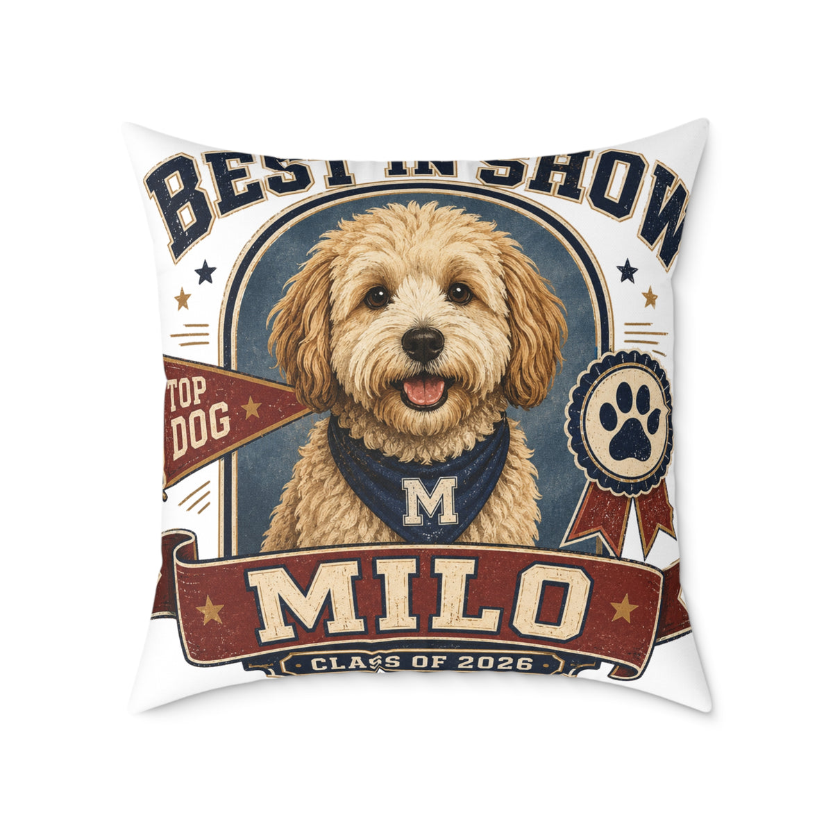 Best in Show Personalized Dog Pillow  Milo Bailey Dog Dad Mom — Milo Name Pet Throw Pillow