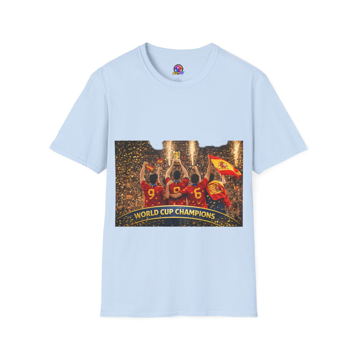 Spain World Cup Champions T‑Shirt — Soccer Trophy Celebration Tee