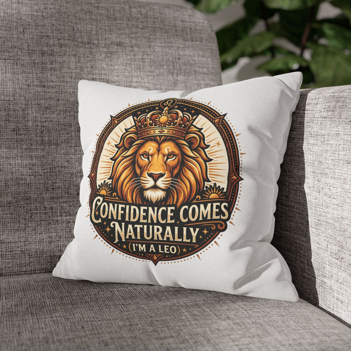 Leo Zodiac Confidence Comes Naturally Spun Polyester Square Pillowcase