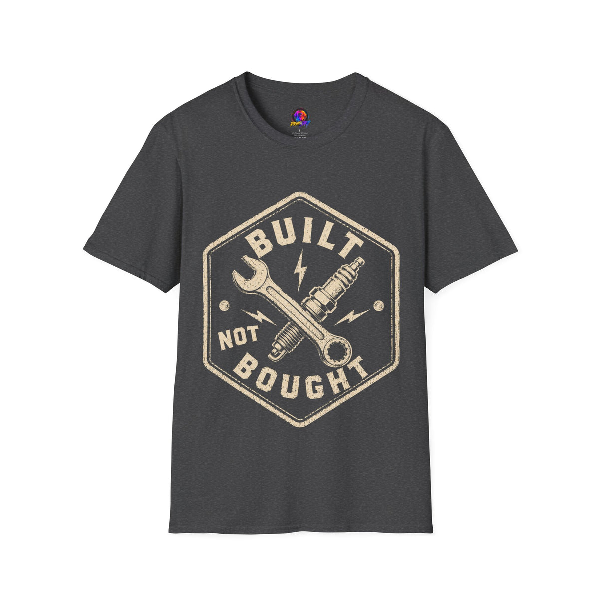 Built Not Bought T-Shirt — Vintage Mechanic Wrench & Spark Plug Tee