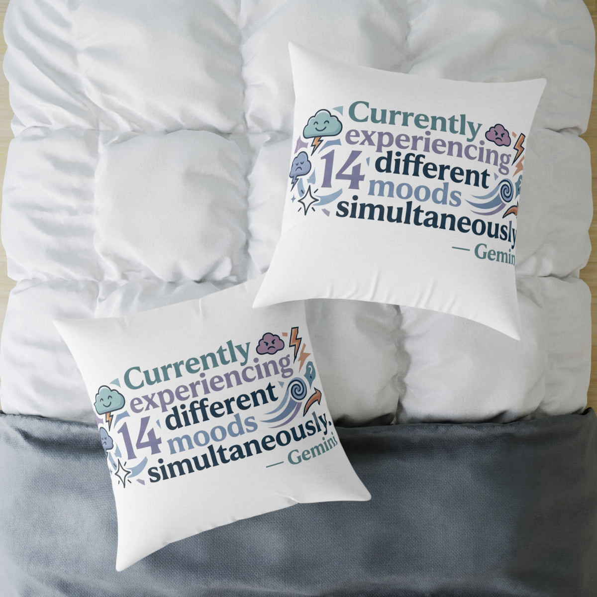 Gemini Zodiac Currently Experiencing Different Moods Simultaneously Square Poly Canvas Pillow