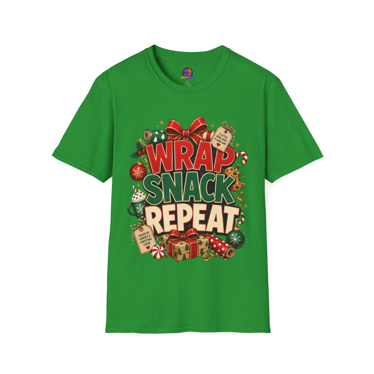 T-Shirt — "Wrap Snack Repeat" Christmas Graphic Tee