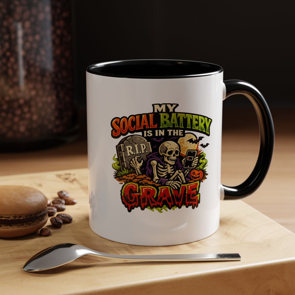 Halloween  Social Battery Is Low Accent Coffee Mug