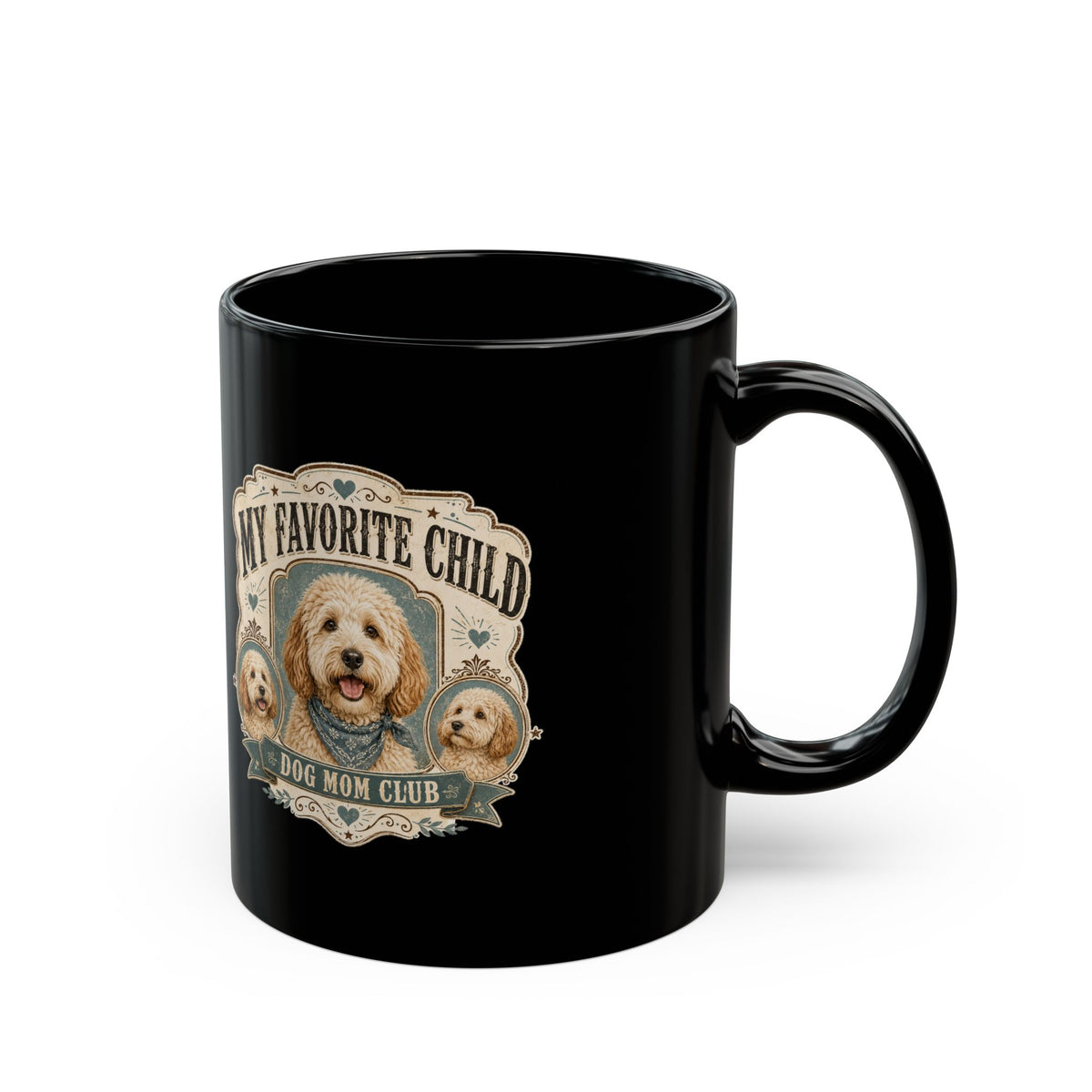 Milo Bailey Dog Dad Mom My Favorite Child Dog Mom Club Black Mug – Cute Doodle Pet Lover Coffee Cup