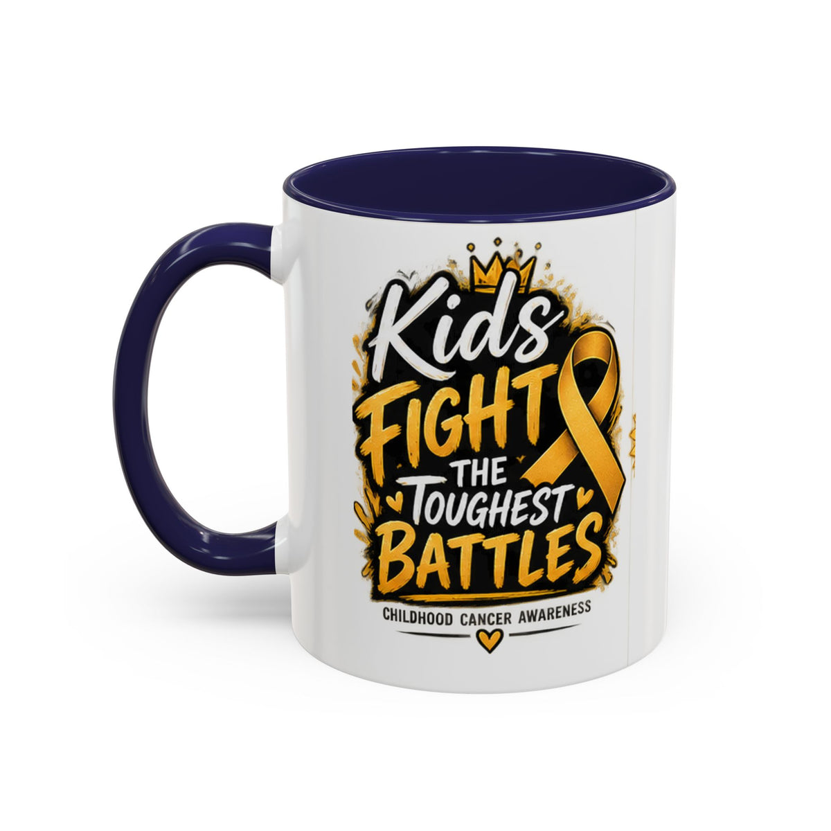 Kids Fight The Toughest Battles Accent Coffee Mug — Childhood Cancer Awareness 11/15oz