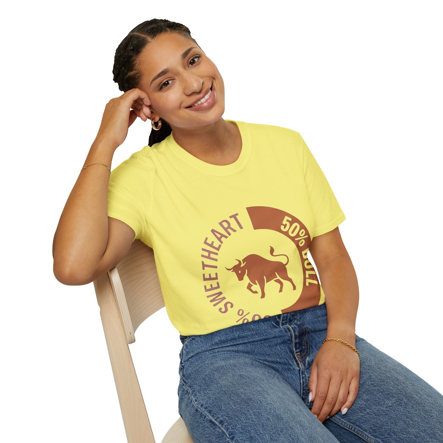 Bull Percentage Graphic T-Shirt — "50% Bull, 50% Sweetheart" Casual Tee