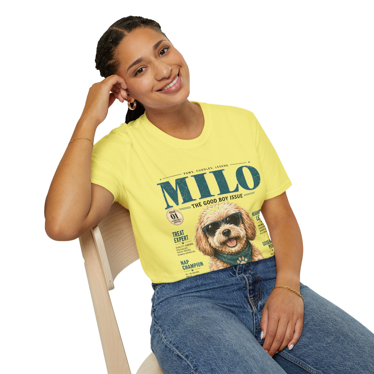 Milo 'The Good Boy Issue' T-Shirt — Cute Dog Magazine Cover Tee