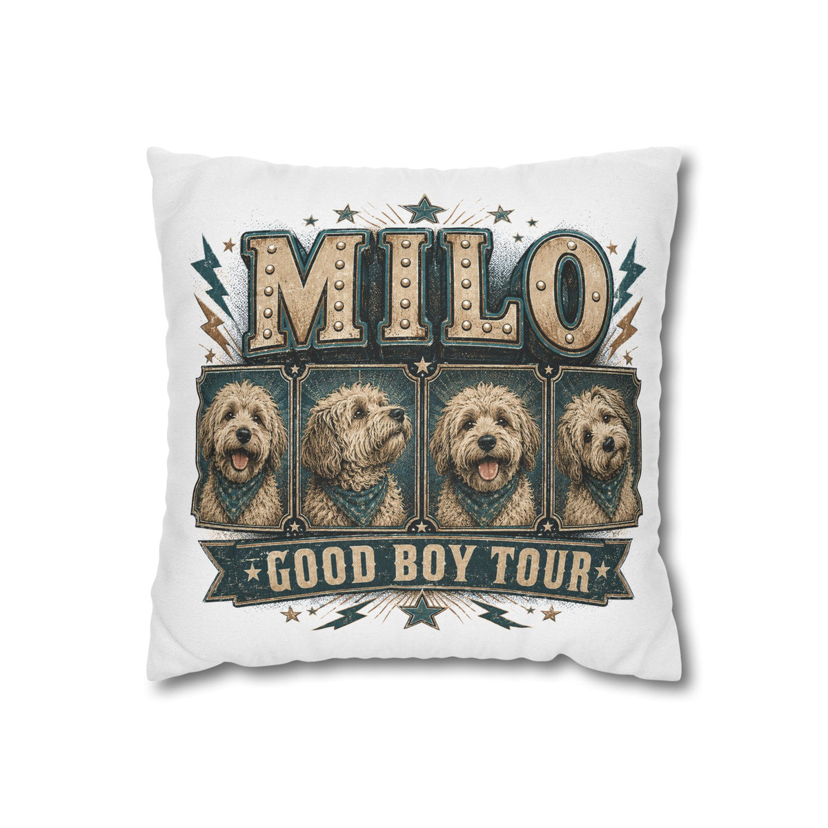 Milo "Good Boy Tour" Dog Photo Throw Pillowcase Milo Bailey Dog Dad Mom