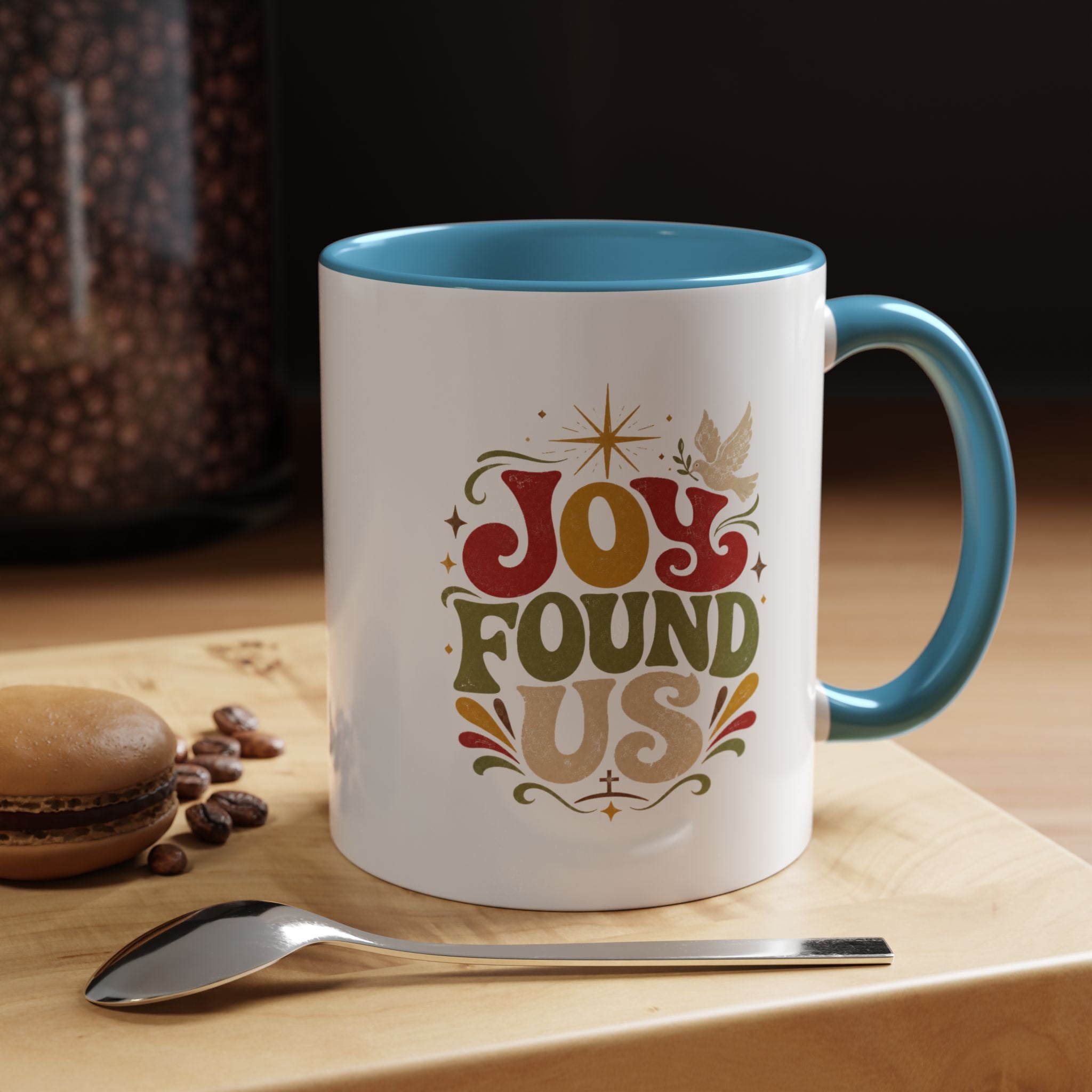 Christmas Joy Found Us Mug — Retro Holiday Coffee Cup