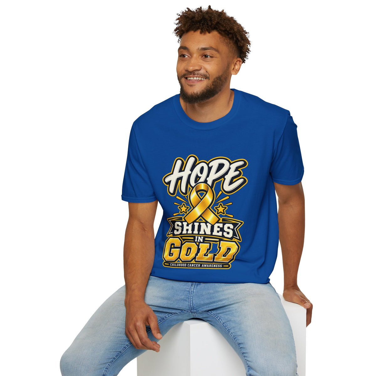 Hope Shines in Gold T-Shirt — Childhood Cancer Awareness Tee